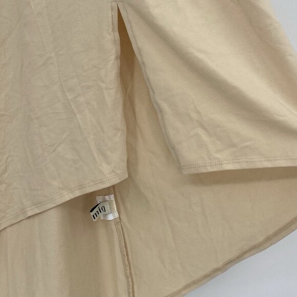 Luvamia Womens XL Beige Midi Asymmetrical Hem Skirt Smocked - Picture 7 of 12